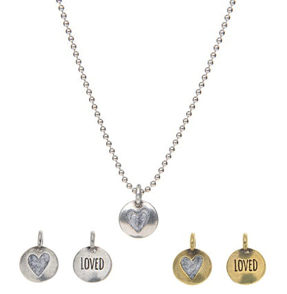 Loved Heart Earrings | Hearts of Gold | "Loved" Sentiment Pewter Earrings