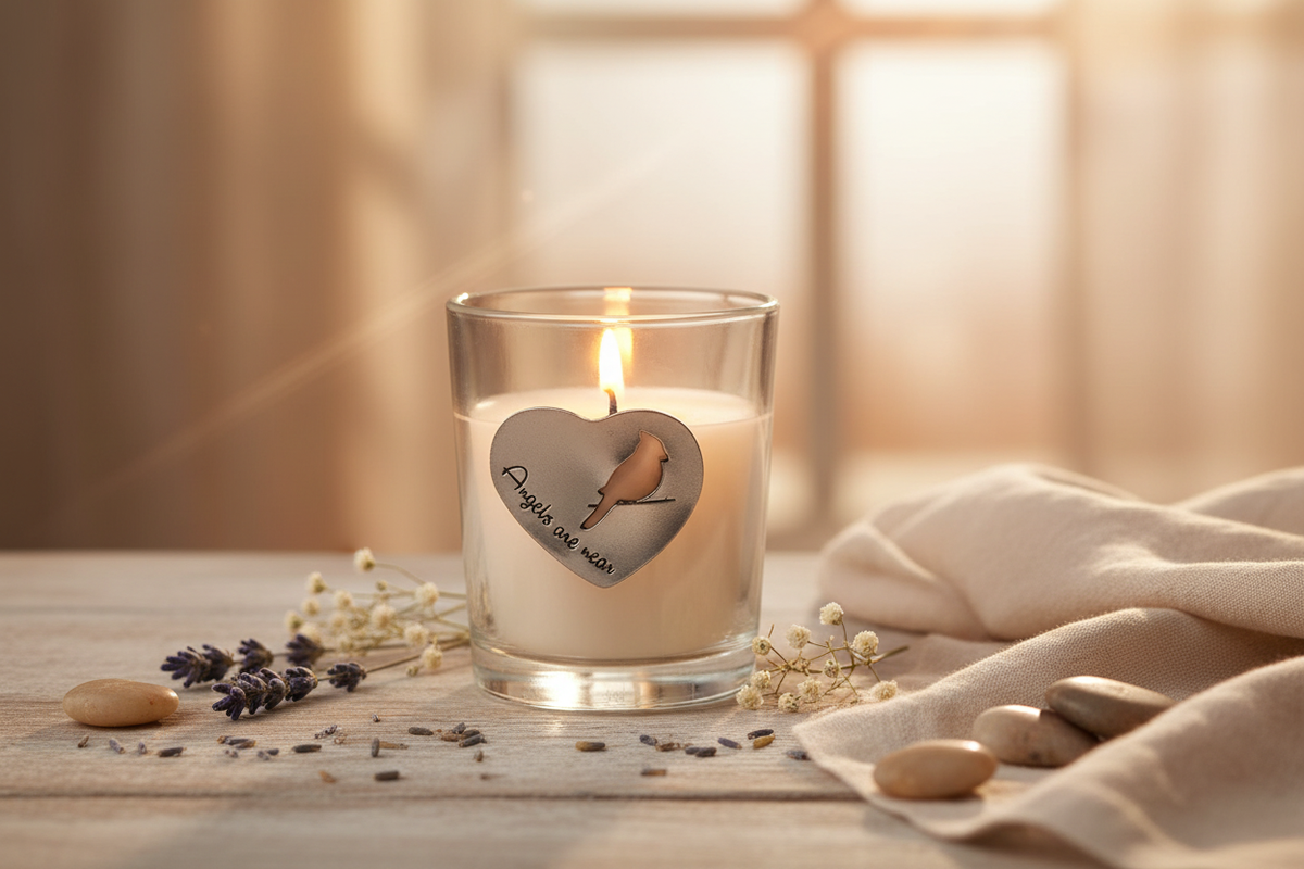 Angels are Near candle in warm setting
