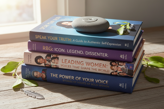 Express Yourself meditation stone on stack of empowering women's books