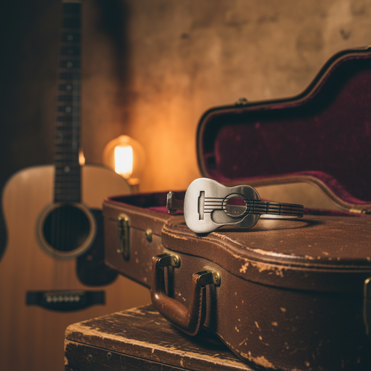 Guitar Cuff Bracelet on Guitar Case Lifestyle