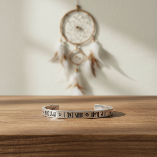 Kind Heart Fierce Mind Brave Spirit - Table with Dream Catcher