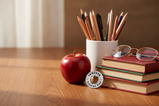 Teacher Blessing Ring on Teacher's Desk
