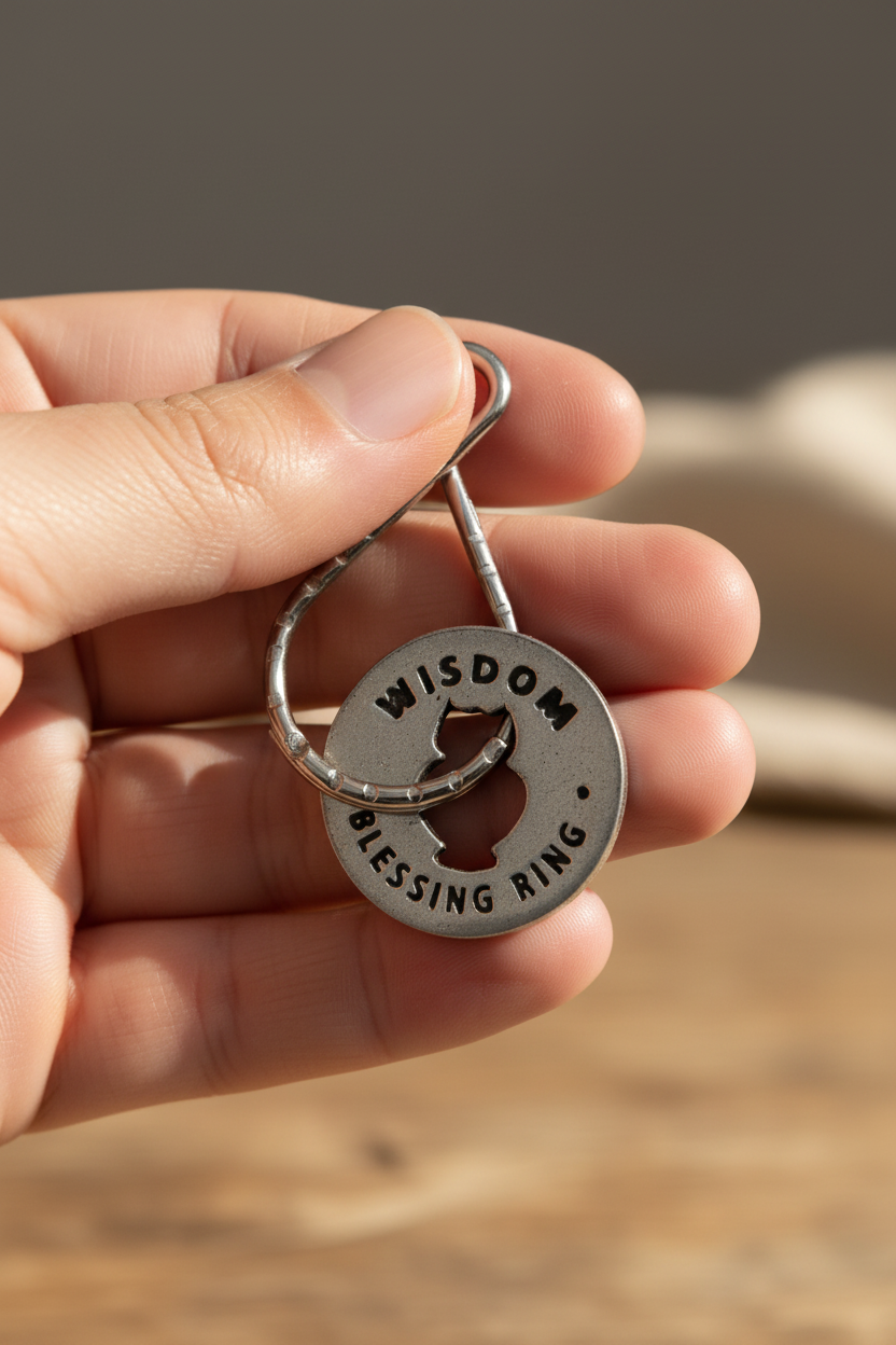 Wisdom Blessing Ring Keychain in Hand