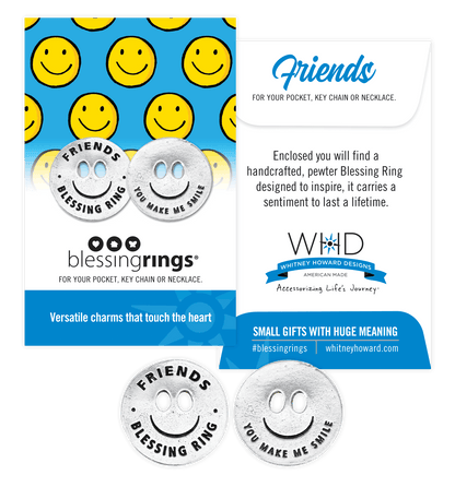 "Friends Blessing Ring – You Make Me Smile | Handcrafted Pewter Friendship Charm"