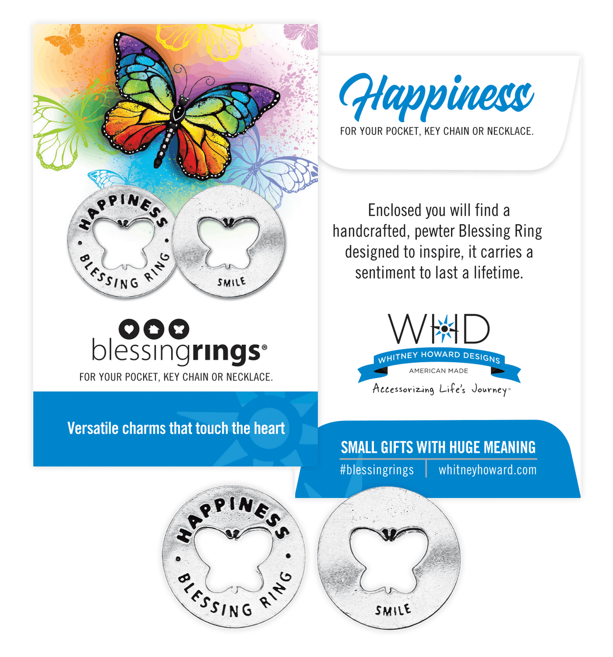 Happiness Blessing Ring | Butterfly Charm | Smile