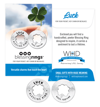 Luck Blessing Ring Charm - Four Leaf Clover & Good Fortune Gift