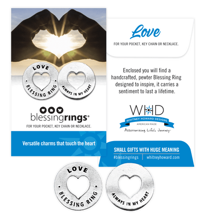 "Love Blessing Ring – Always in My Heart | Handcrafted Pewter Heart Charm"