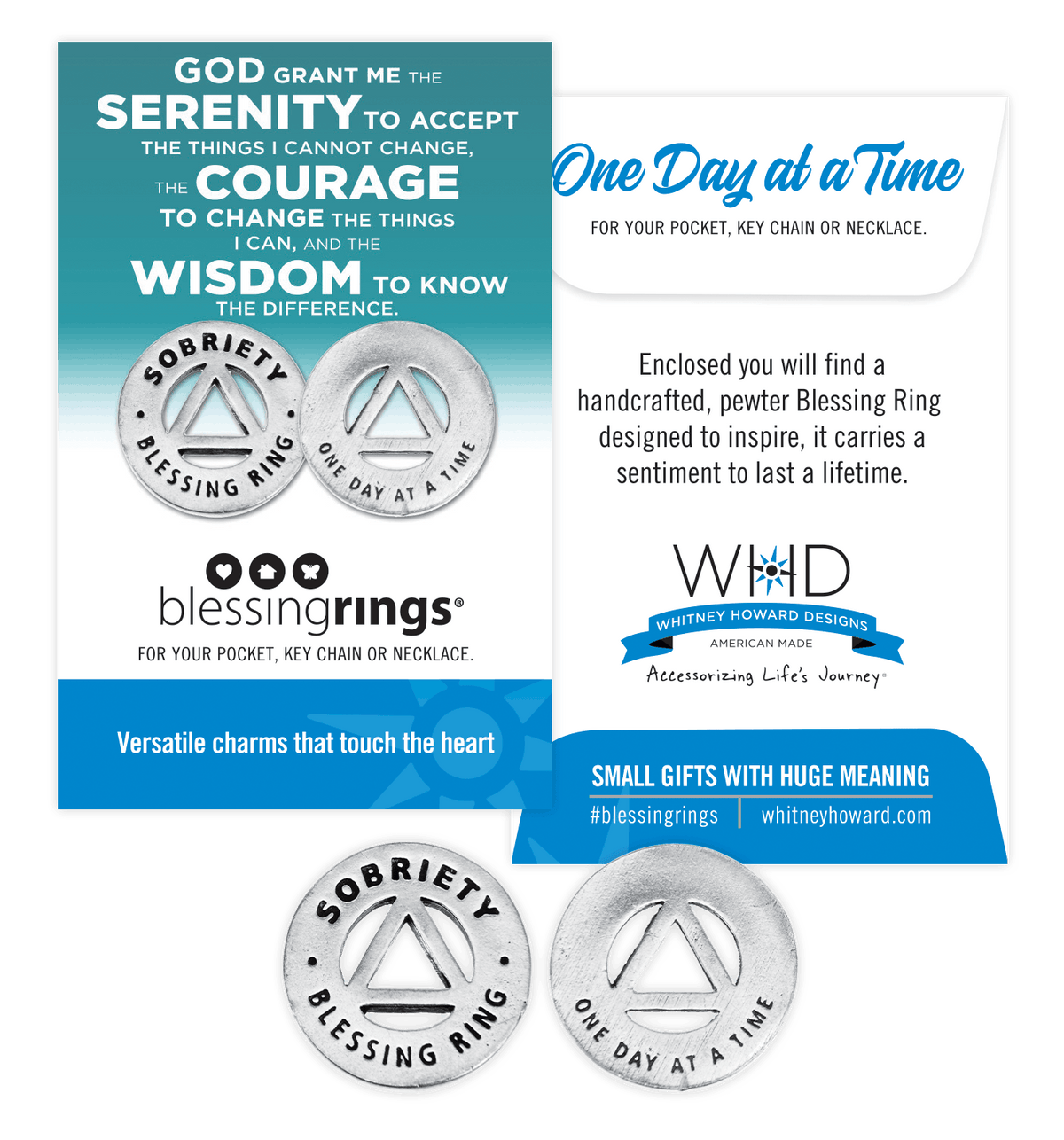 "Sobriety Blessing Ring – One Day at a Time | Handcrafted Pewter Recovery Gift"