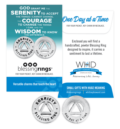 "Sobriety Blessing Ring – One Day at a Time | Handcrafted Pewter Recovery Gift"
