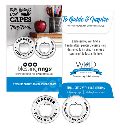 Teacher Blessing Ring Charm | To Teach Is To Touch A Life Forever | Apple Token