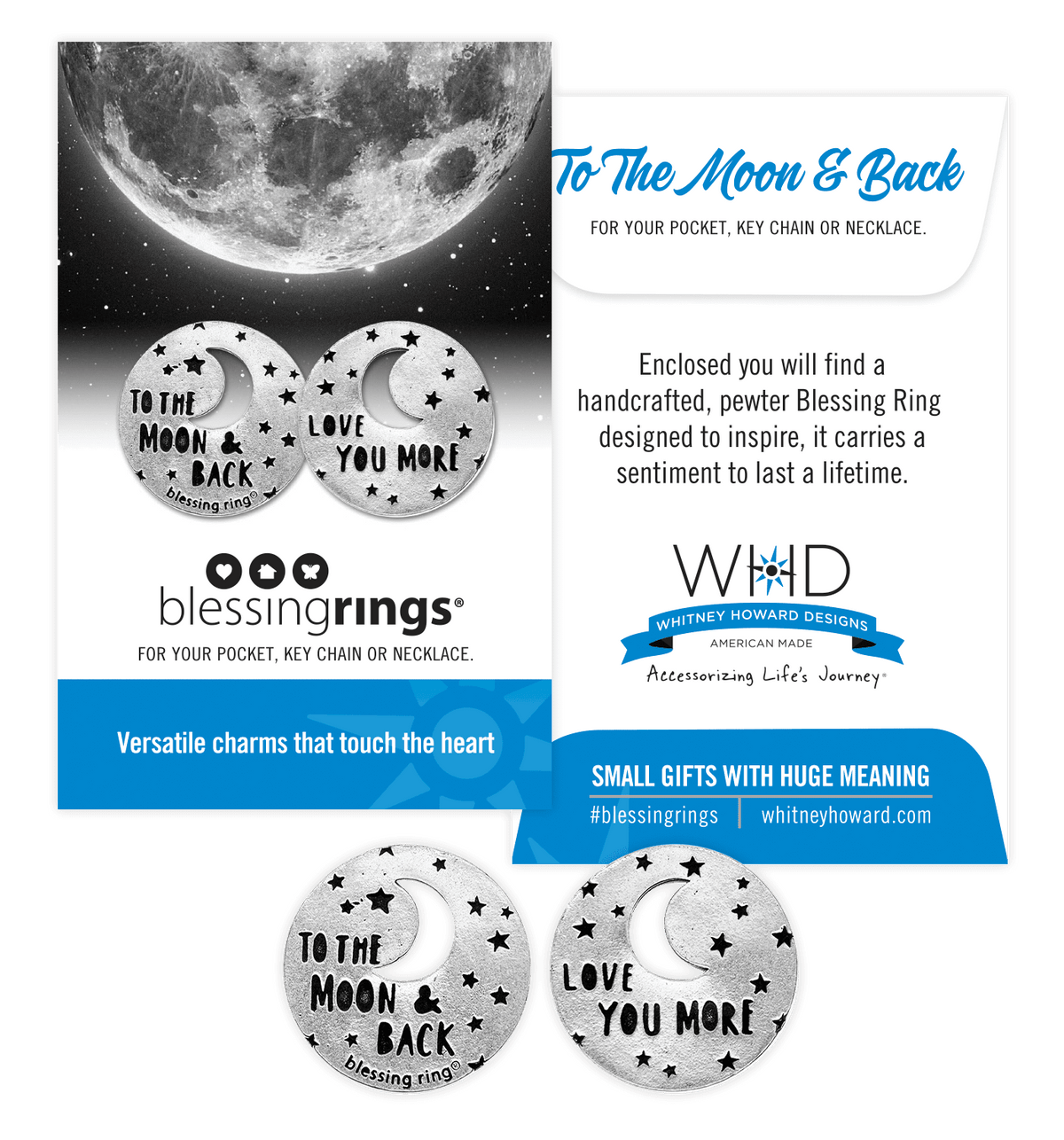 Love You More Blessing Ring | To the Moon & Back | Moon & Stars Charm