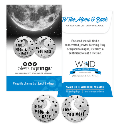 Love You More Blessing Ring | To the Moon & Back | Moon & Stars Charm