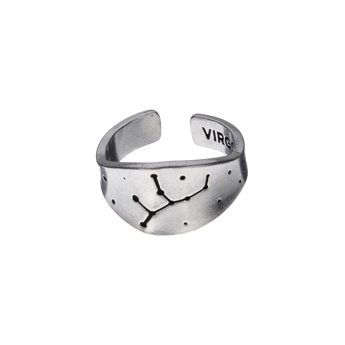 Virgo Constellation Ring - Zodiac Star Pattern with Virgo Symbol