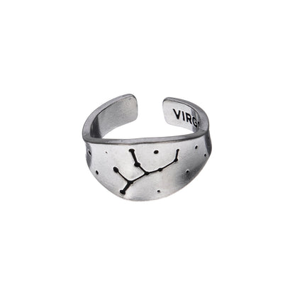 Virgo Constellation Ring - Zodiac Star Pattern with Virgo Symbol