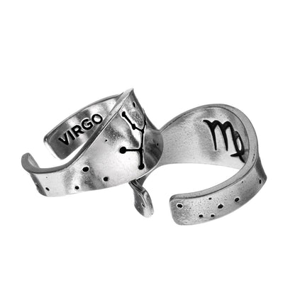 Virgo Constellation Ring - Zodiac Star Pattern with Virgo Symbol