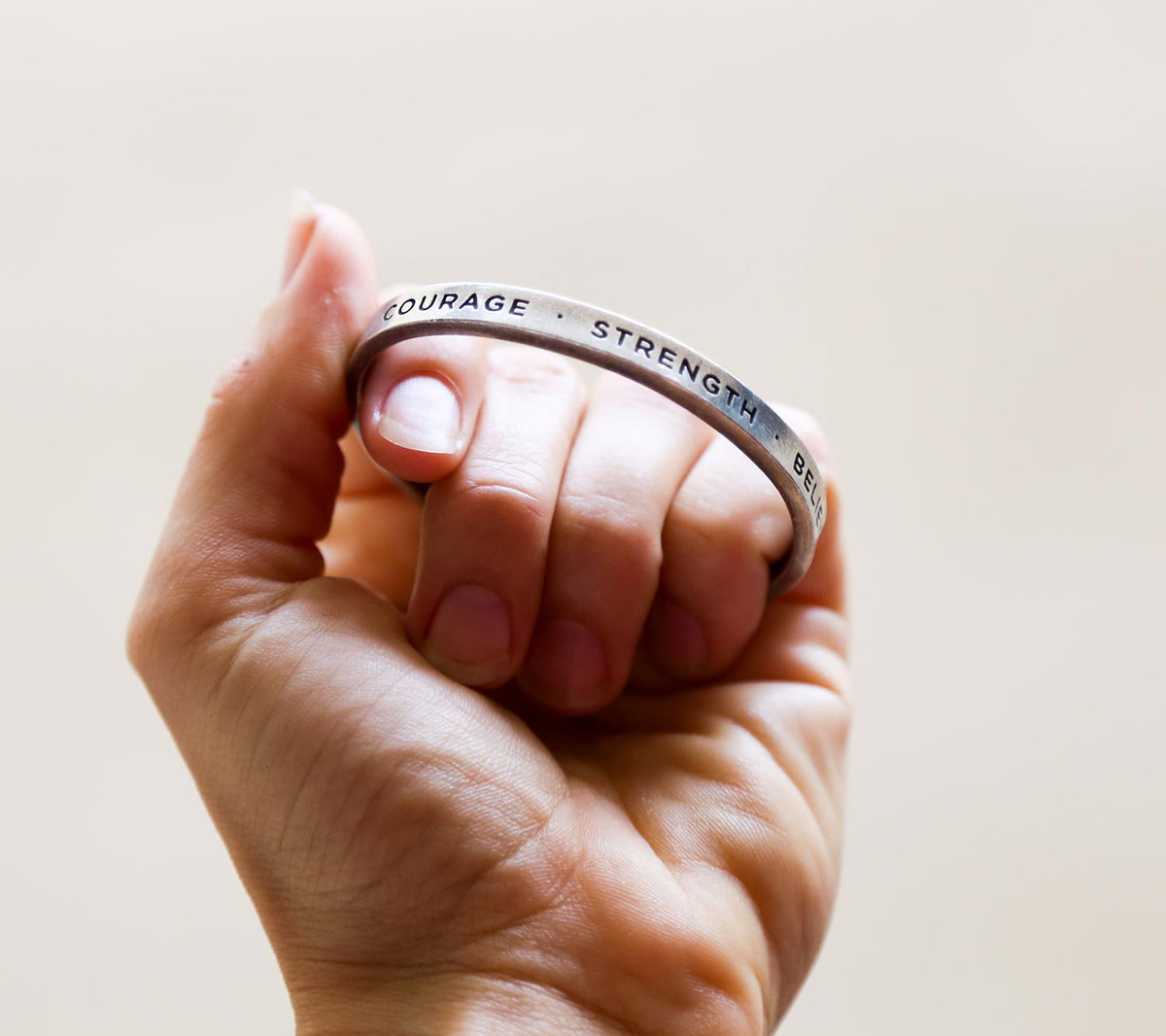 Courage · Strength · Believe Quotable Cuff Bracelet