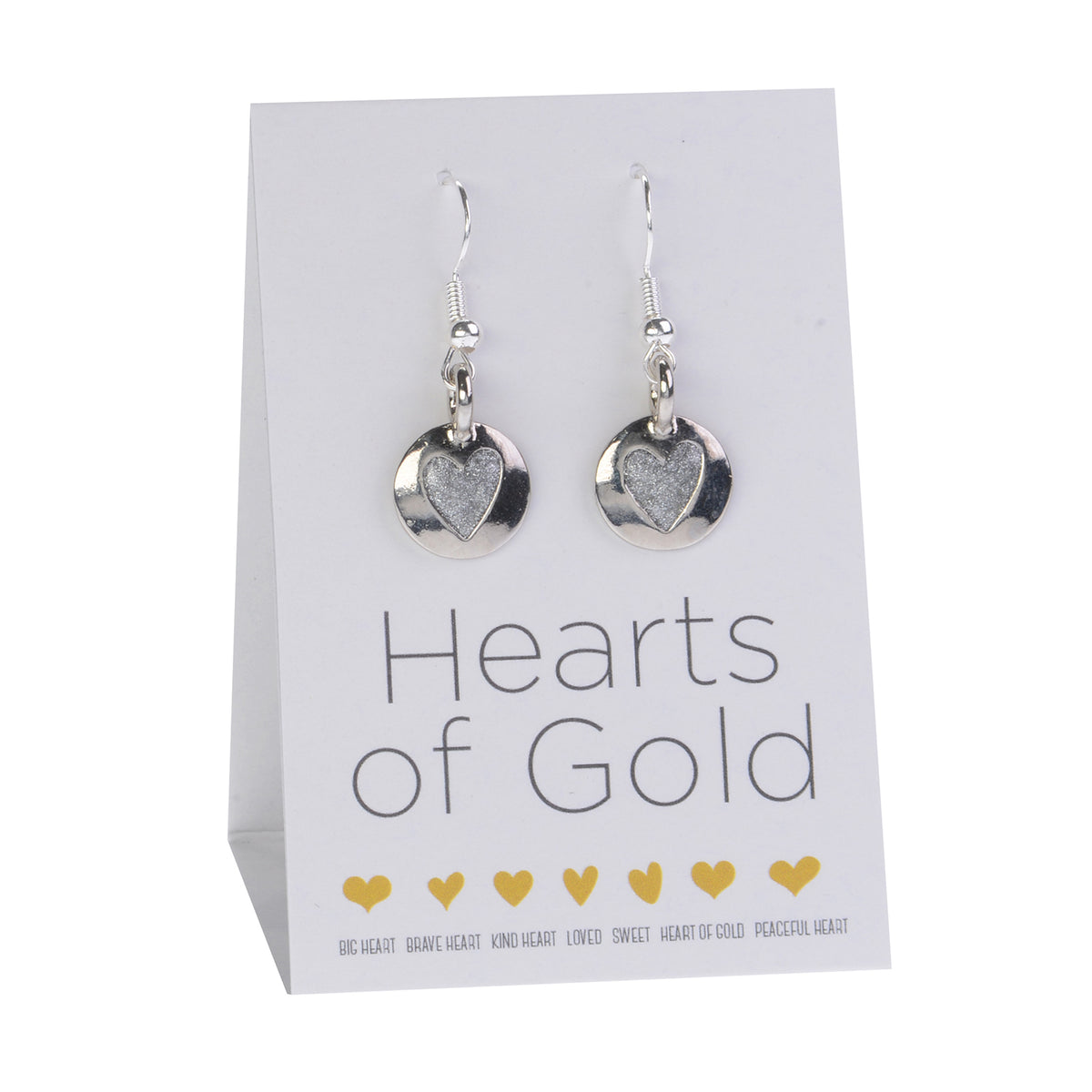 Loved Heart Earrings | Hearts of Gold | "Loved" Sentiment Pewter Earrings
