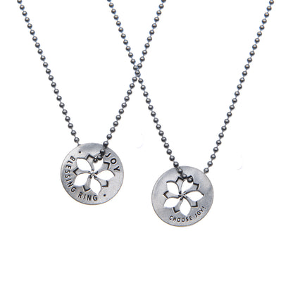 Joy Blessing Ring on a necklace
